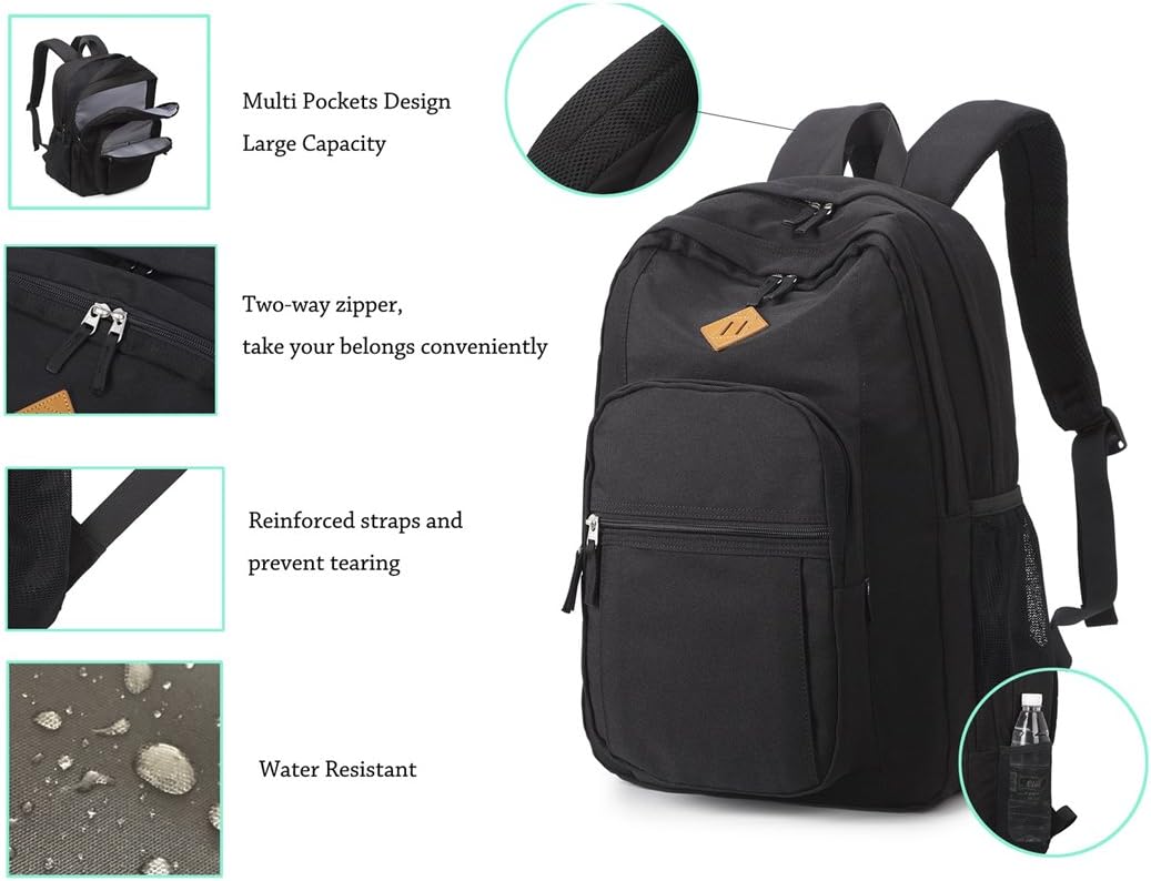 abshoo Classical Basic Travel Backpack For School Water Resistant Bookbag - Image 8