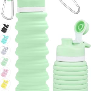 Nefeeko Collapsible Water Bottle, 26oz Silicone Foldable Water Bottles Leakproof BPA Free Travel Water Bottles with Carabiner, Portable Sport Water Bottles for Camping,Hiking Outdoor Indoor Sport