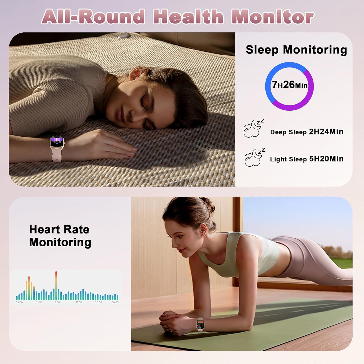 Smart Watch for Men Women, 1.95'' HD Curved Screen Smartwatch(Answer/Make Call), Fitness Tracker with 112 Sport Modes, IP68 Waterproof Fitness Watch with Heart Rate/Sleep Monitor/Pedometer, Pink - Image 5