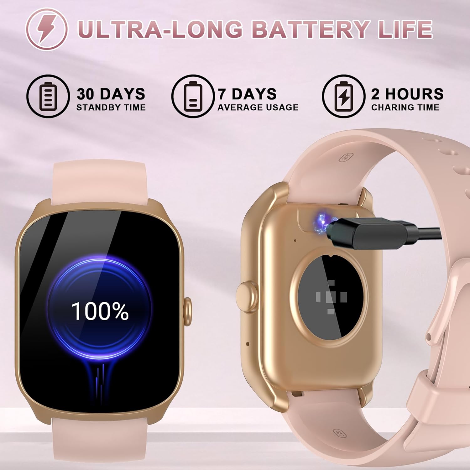 Smart Watch for Men Women, 1.95'' HD Curved Screen Smartwatch(Answer/Make Call), Fitness Tracker with 112 Sport Modes, IP68 Waterproof Fitness Watch with Heart Rate/Sleep Monitor/Pedometer, Pink - Image 6